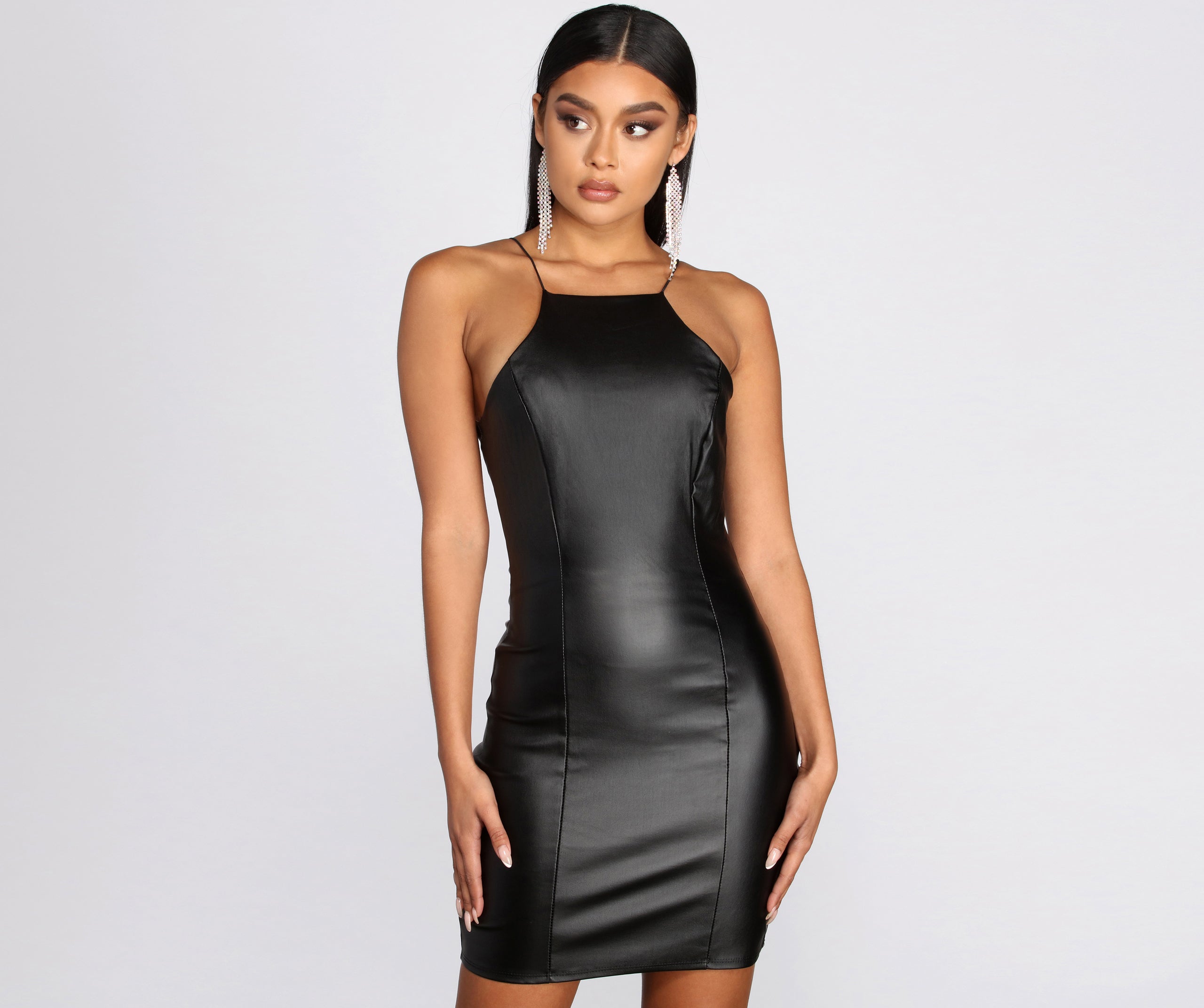 Keep It Edgy Faux Leather Mini Dress