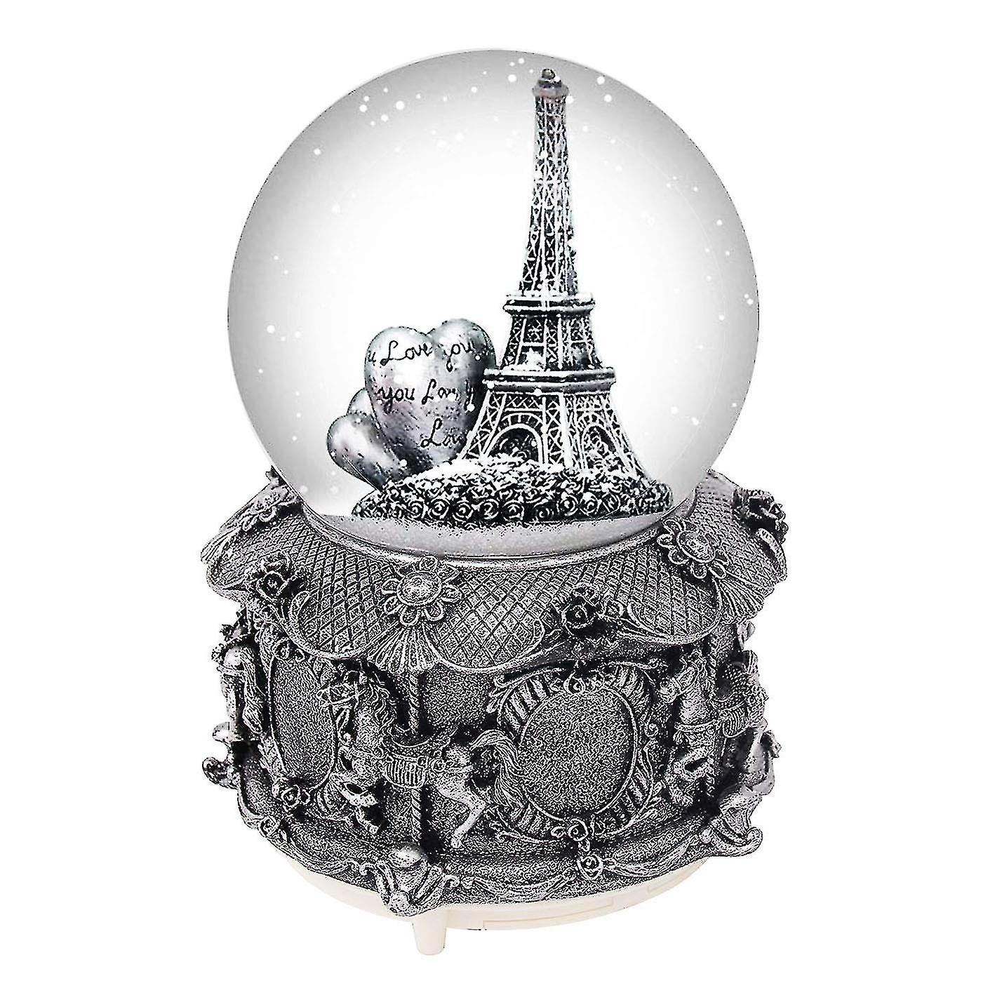 Tower Globe Music Box With Automatic Snowfall And Lights， 100mm 6