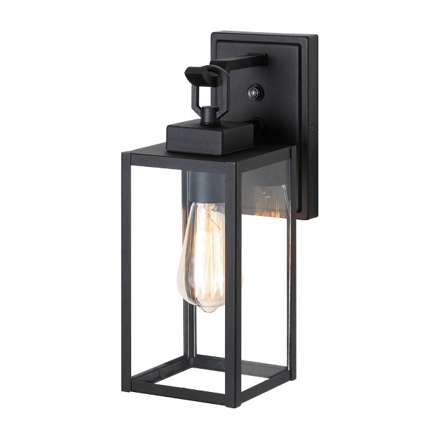 C Cattleya 1 light Matte Black Dusk To Dawn Outdoor Wall Lantern Sconce