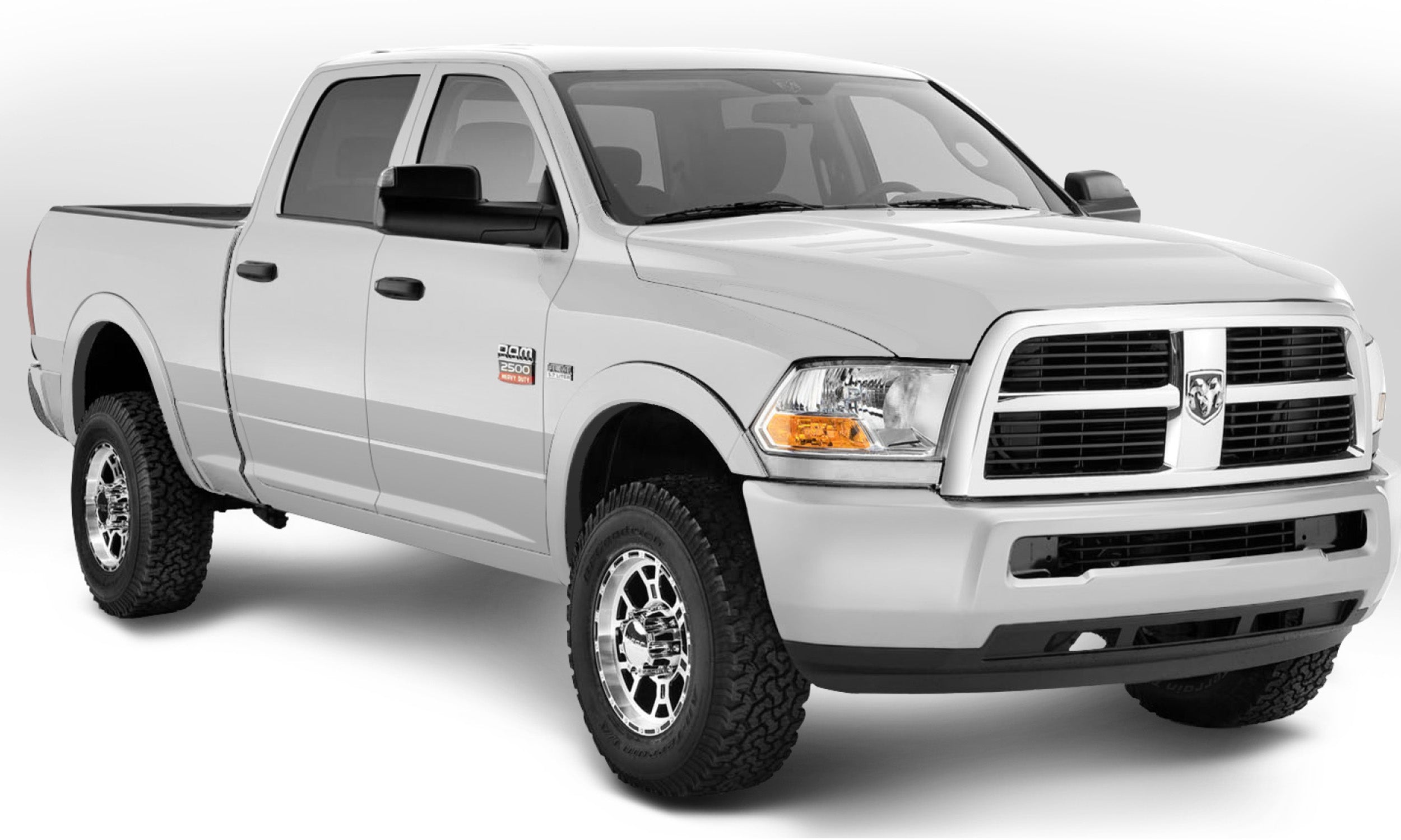 Bushwacker 50917-15 OE Style Color Matched Brite White Clear Coat 4-Piece Fender Flare Set for 2016-2018 Dodge Ram 2500， 3500 (Includes Dually)