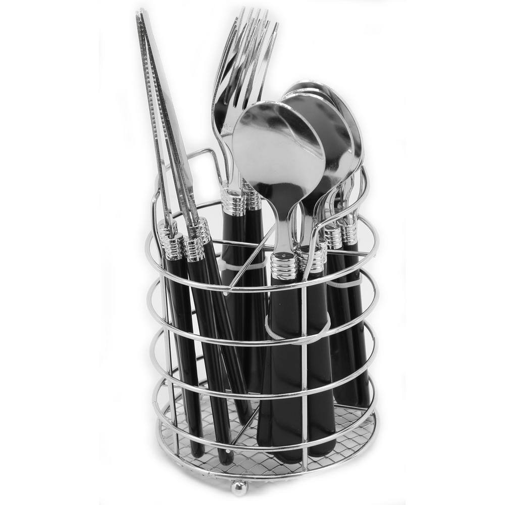 Gibson Sensations II 16-Piece with Wire Caddy Black Flatware Set (Service for 4) 98581976M