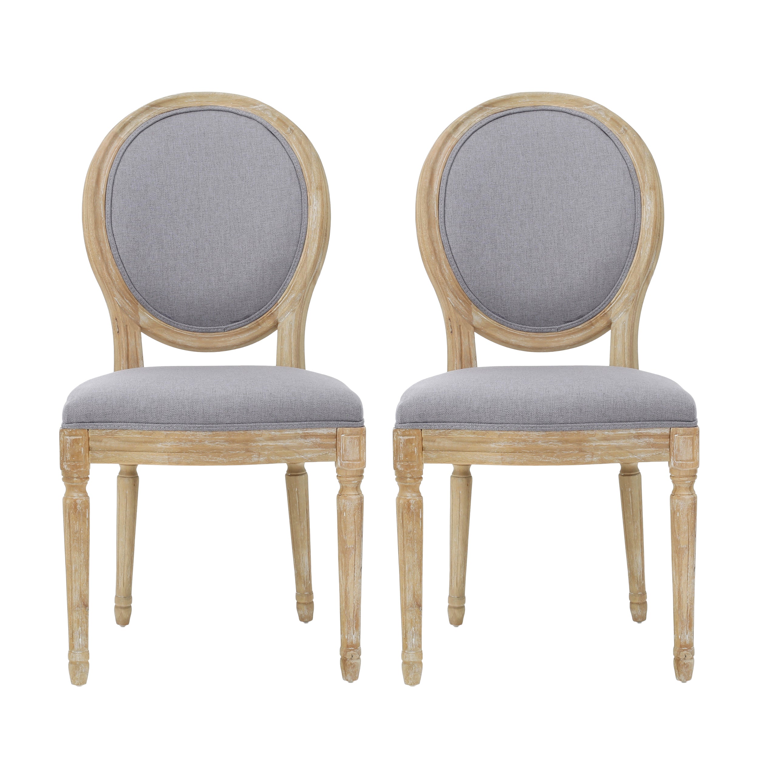 Phinnaeus French Country Fabric Dining Chairs (Set of 2)