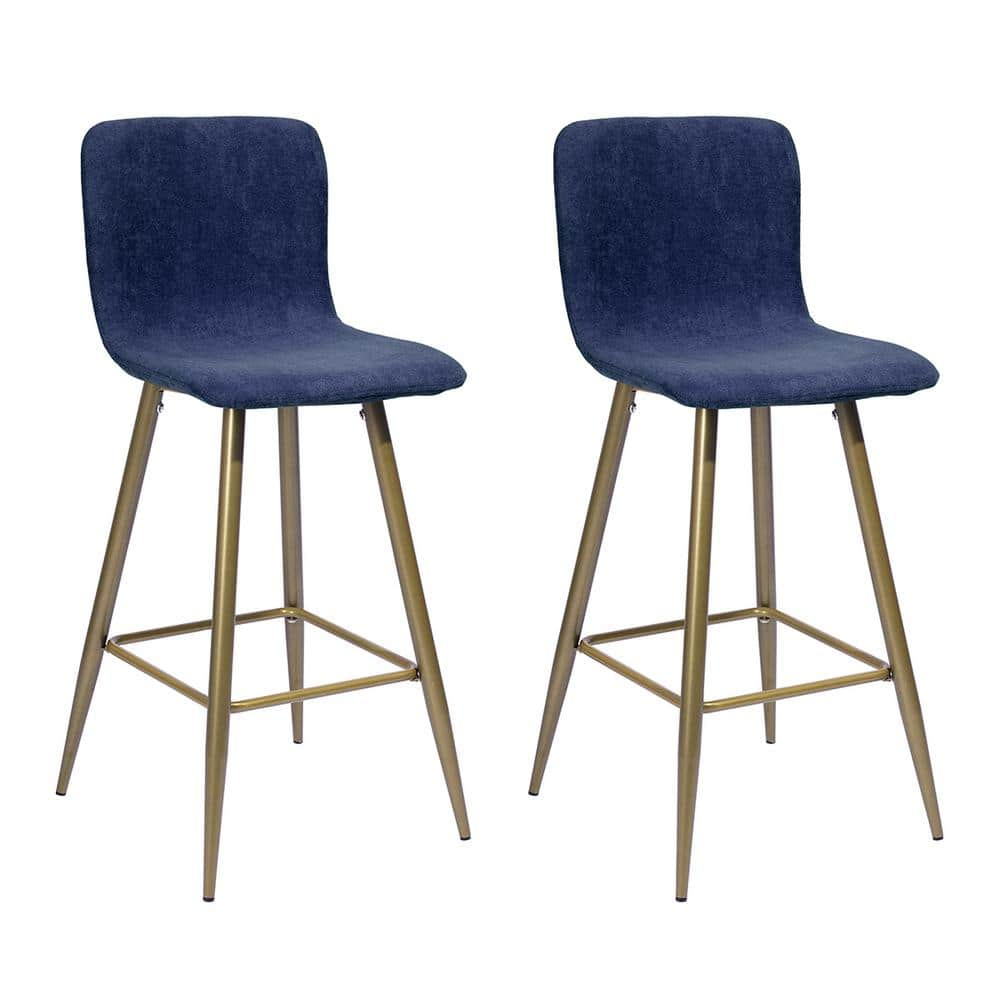 Homy Casa Scargill 26 in. Blue Upholstered Metal Frame Counter Stool with Fabric Seat(Set of 2) SCARGILL COUNTER BAR DARK BLUE