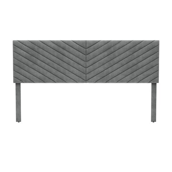 Crestwood Upholstered Chevron Pleated Queen Headboard， Gray - - 35386741