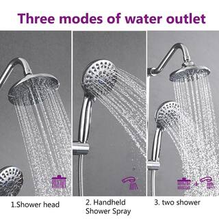 YASINU 6-Spray Multifunction Wall Bar Round Rain Shower Faucet Kit with Handheld Shower in Chrome YNAE132CH