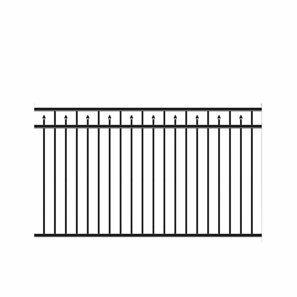 Barrette Outdoor Living Brilliance Heavy-Duty 4-12 ft. H x 8 ft. W Black Aluminum Pre-Assembled Fence Panel 73008989