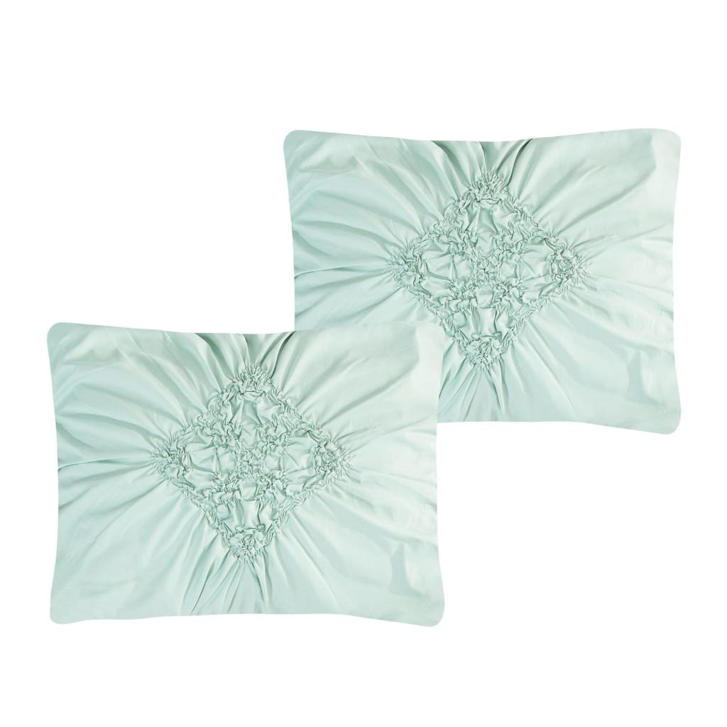 Pinched White and Mint Comforter Set - 8 Piece Set