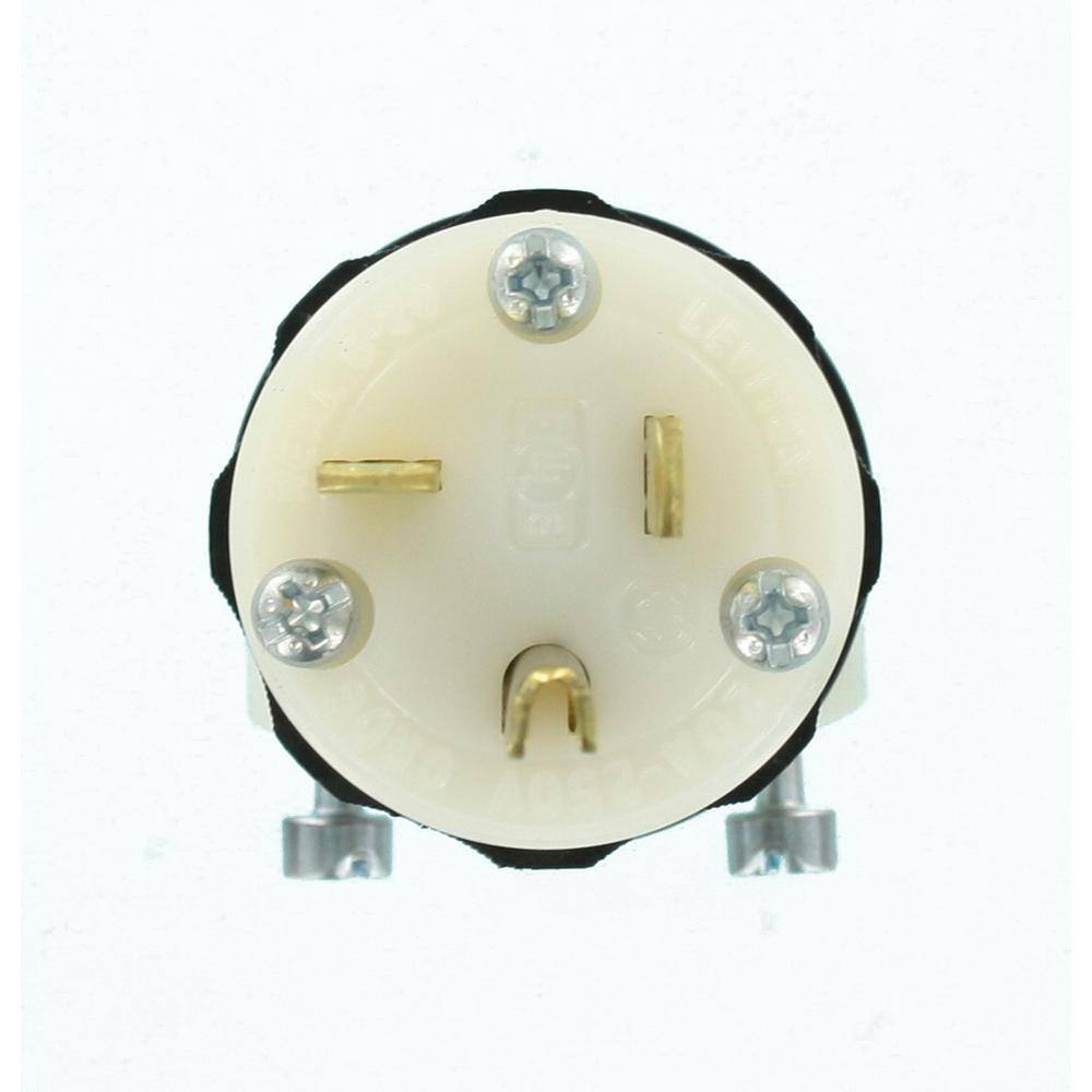 Leviton 20 Amp 250-Volt Straight Blade Plug Black and White R50-05466-0CS