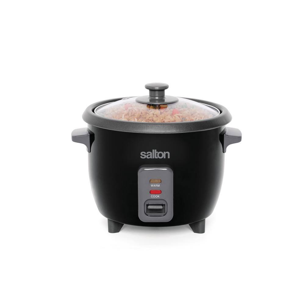 Salton 6-Cup Black Automatic Rice Cooker and Steamer with Non-Stick Bowl RC1653