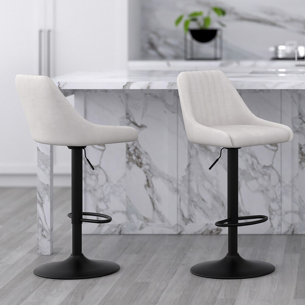 Set of 2 Modern Fabric and Metal Adjustable Air Lift Stool with Swivel