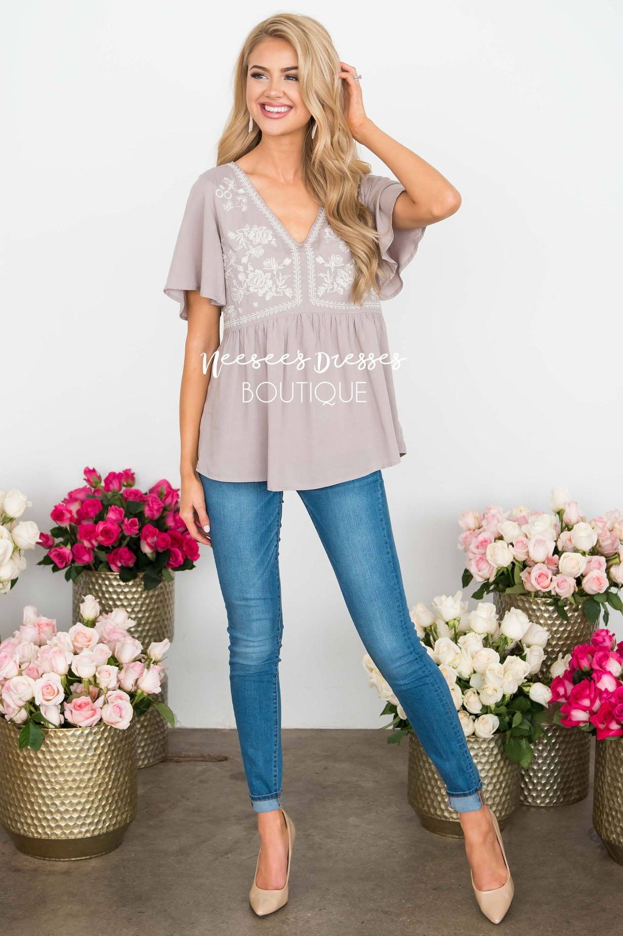 Delicate Embroidered Babydoll Blouse