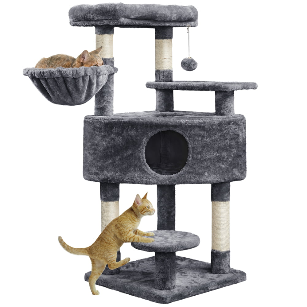 Yaheetech 46'' Cat Tree Multilevel Cat Condo with Scratching Posts and Perch Platform，Dark Gray