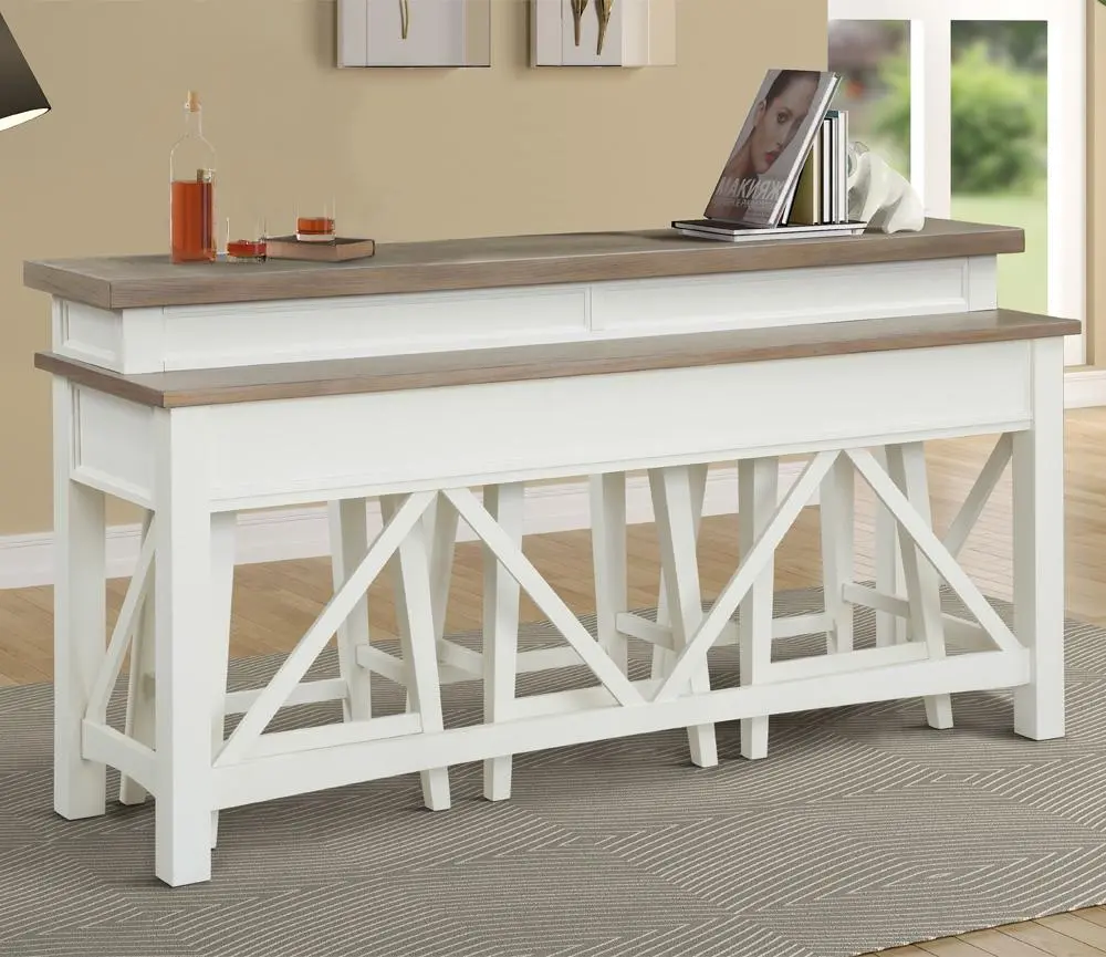 Amy Cotton White Bar Table with 3 Stools