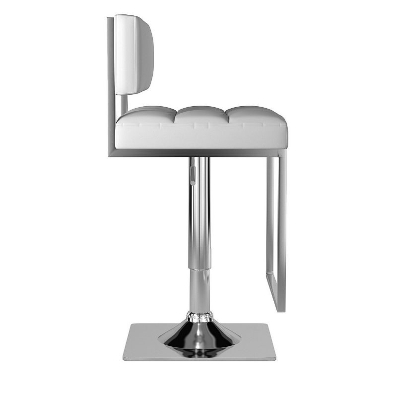 Adjustable Modern Metal Bar Stool， White and Silver