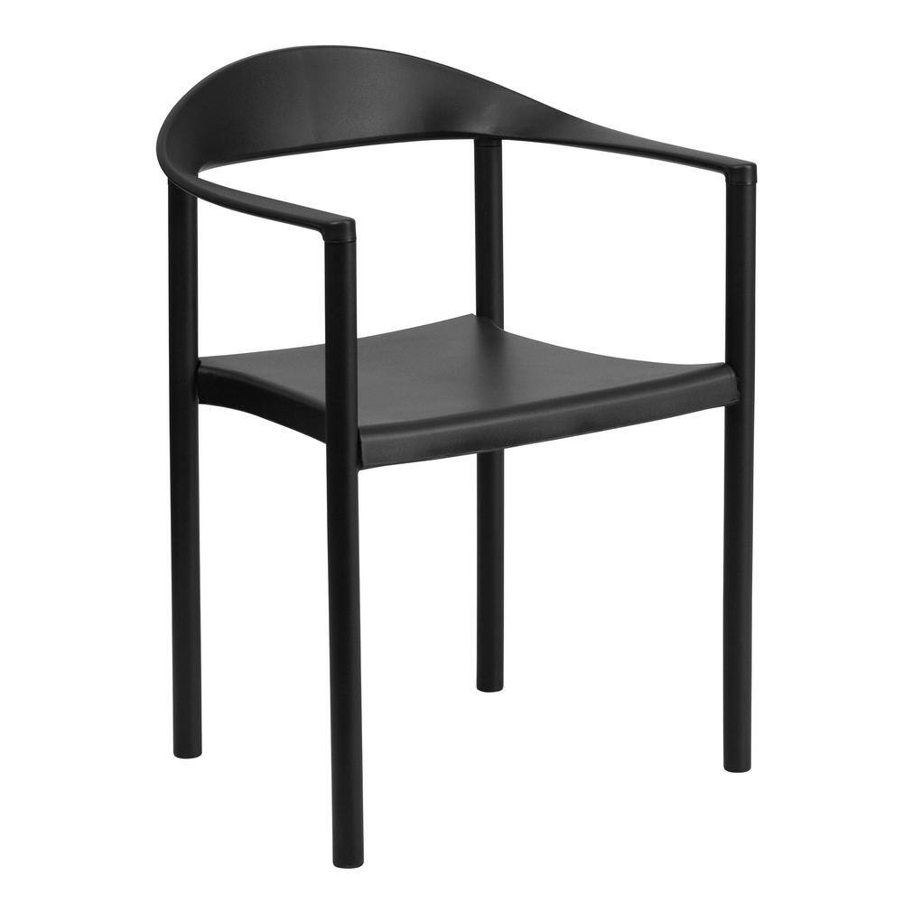 Carnegy Avenue Plastic Stackable Chair in Black CGA-RUT-8029-BL-HD