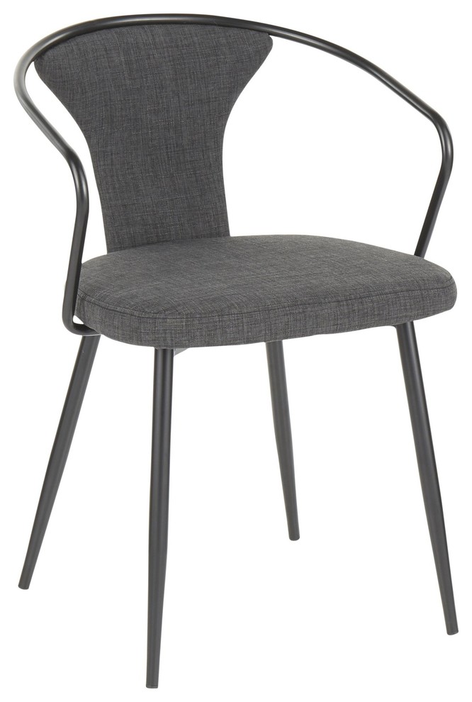 Waco Industrial Upholstered Chair  Black Metal and Dark Grey Fabric   Midcentury   Dining Chairs   by HedgeApple  Houzz