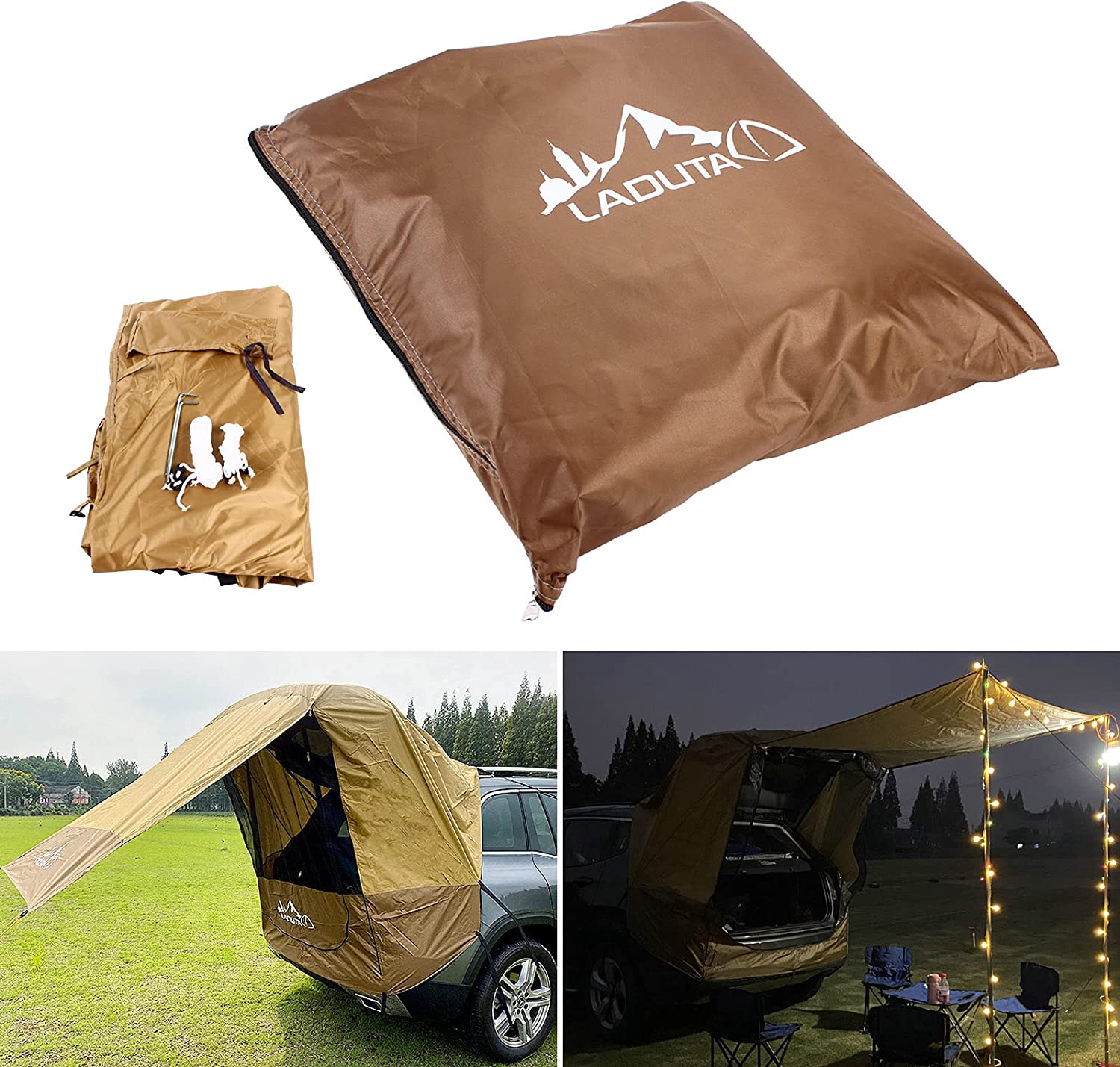 MONIPA Wind-Resistance Camping Car Tent with Tailgate Shade Awning Water-Proof Durable Car Tail Tent Screen Window Sun Protection