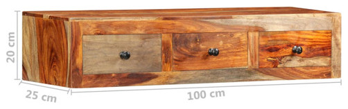 vidaXL Console Table Floating Side Table with Drawers Solid Sheesham Wood   Rustic   Console Tables   by vidaXL LLC  Houzz