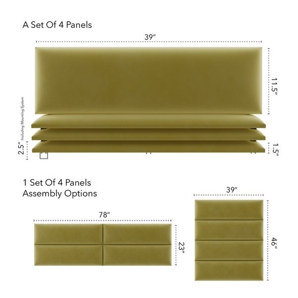 VANT Upholstered Headboards - Olive Moss - 39 Inch - Set of 4 panels - - 21157857