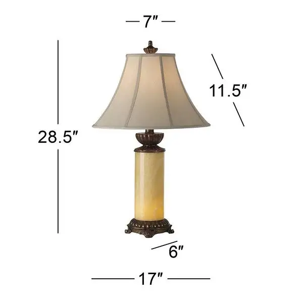 Traditional Table Lamp Bronze Onyx Column Off White - 17