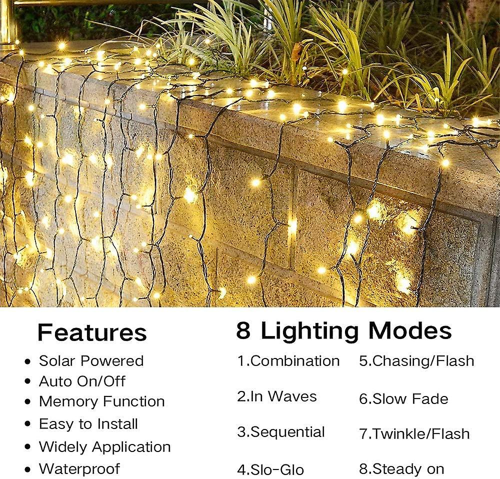 [2 Pack] Solar String Lights Outdoor， 22m 200 Led (warm White)