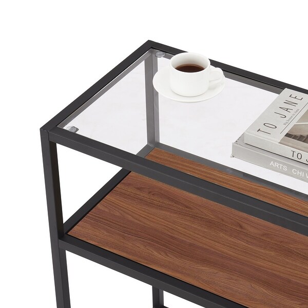 Modern Open Hallway Table Glass Console Table with Adjustable Feet