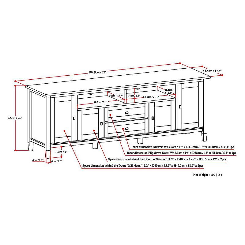 Simpli Home Warm Shaker Media Storage TV Stand