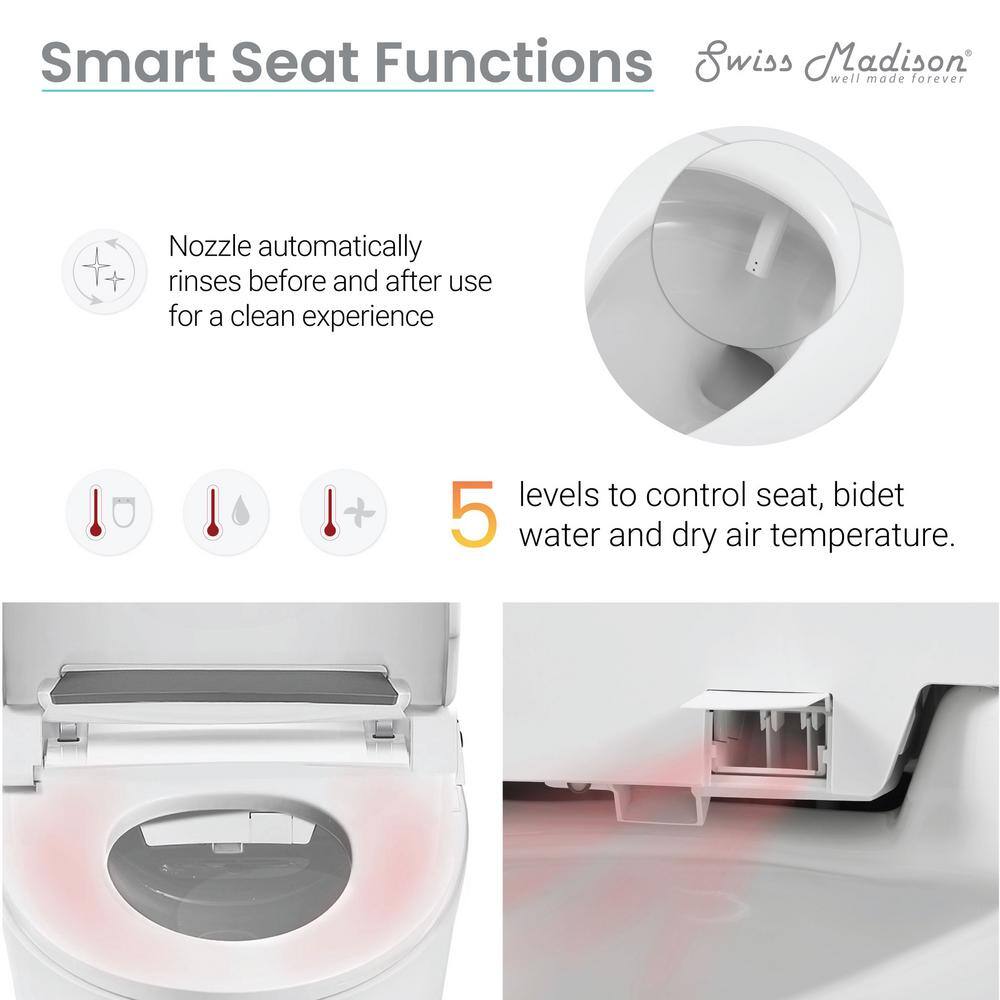 Swiss Madison Avancer Intelligent Tankless 1-piece 1.11.6 GPF Dual Flush Elongated Toilet in White Touchless Vortex Seat Included SM-ST060