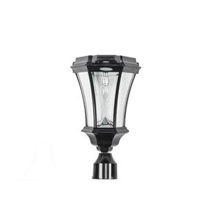 GAMA SONIC Victorian Bulb Black Outdoor Solar Lamp Post Light Warm White LED with Motion Sensor and 3-Mounting Options 94BS50033