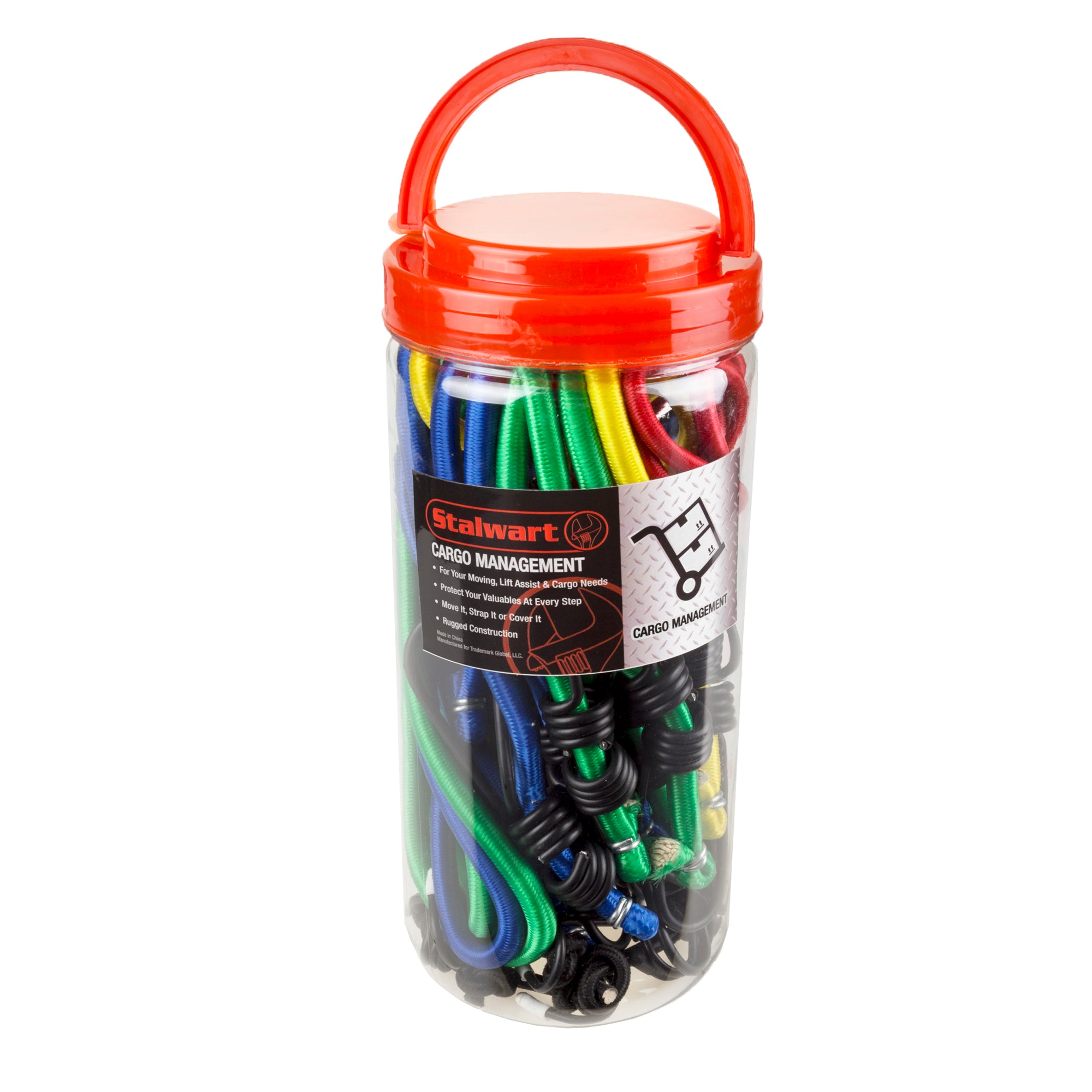 Stalwart 20-Pack of Assorted Length Bungee Cords with Hooks in Plastic Jar