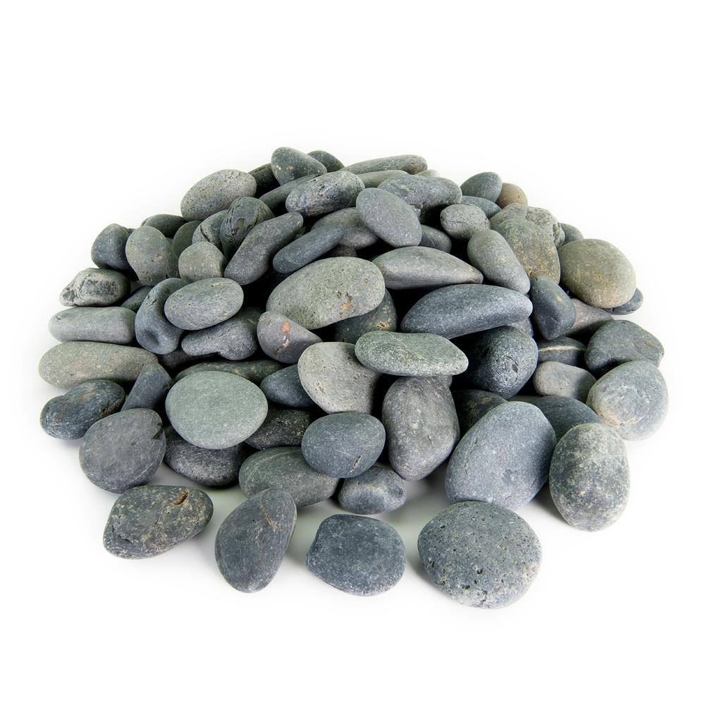 Southwest Boulder  Stone 21.6 cu. ft. 12 in. to 1 in. 2000 lbs. Black Mexican Beach Pebble Smooth Round Rock for Garden and Landscape Design MPBB121