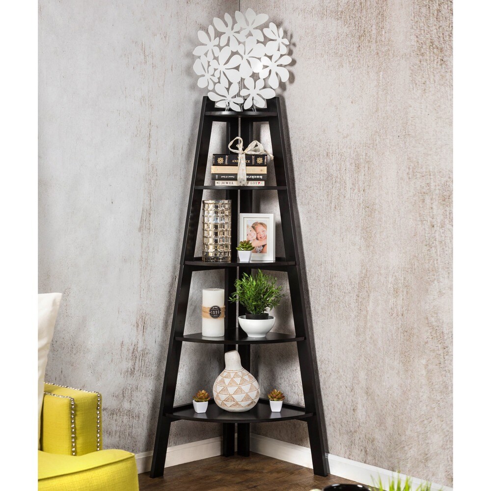 Kiki Transitional 5 Tier Corner Ladder Display Bookshelf by Furniture of America