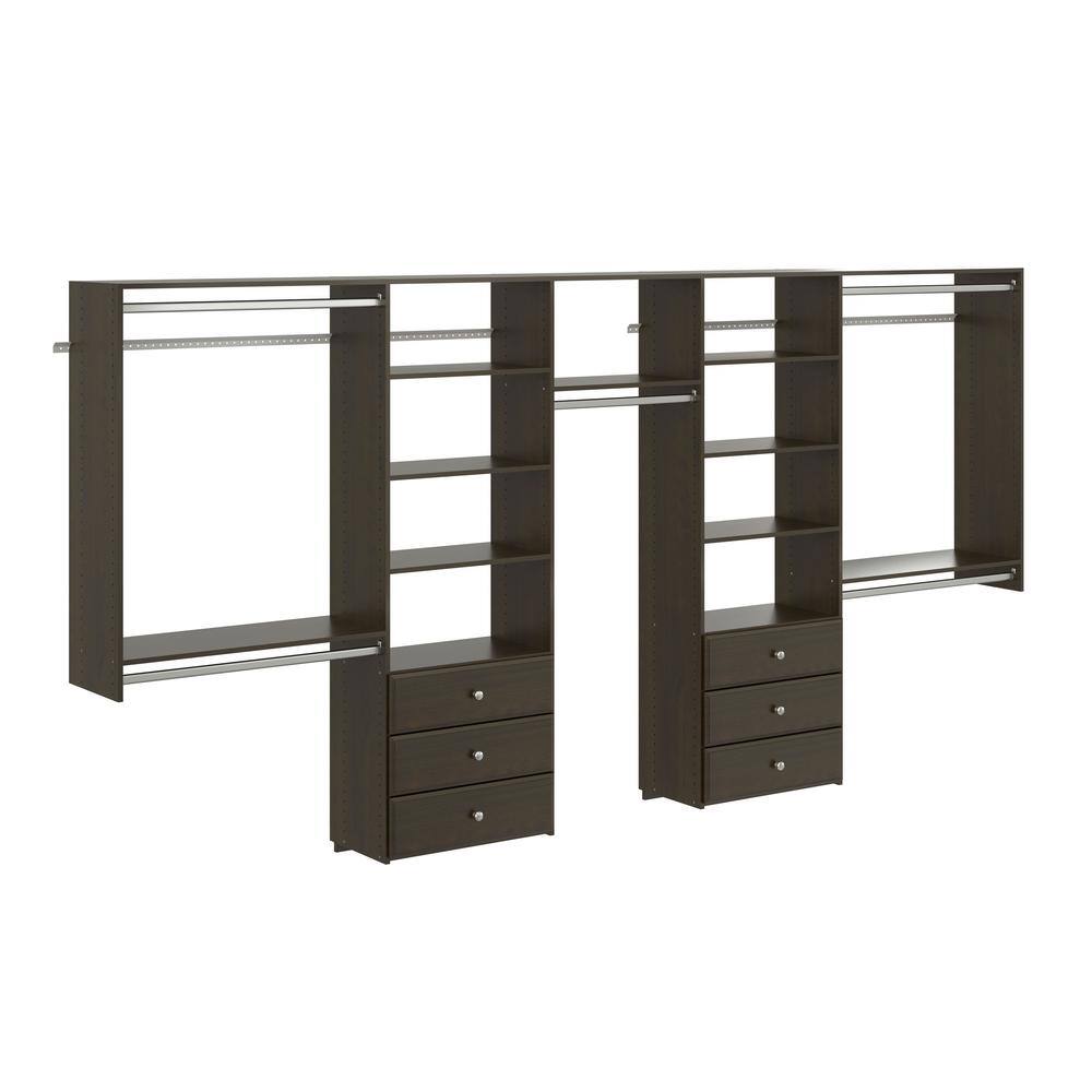 Closet Evolution 120 in. W - 144 in. W Espresso Wood Deluxe Closet System TR62