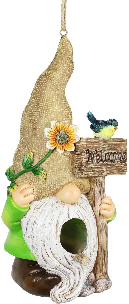 Exhart Welcome Gnome Hanging Bird House