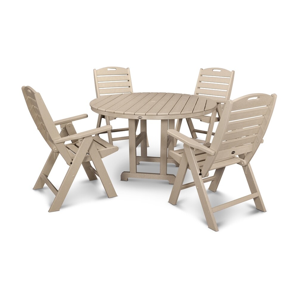 Nautical POLYWOOD 5 piece Outdoor Dining Set with Folding Chairs