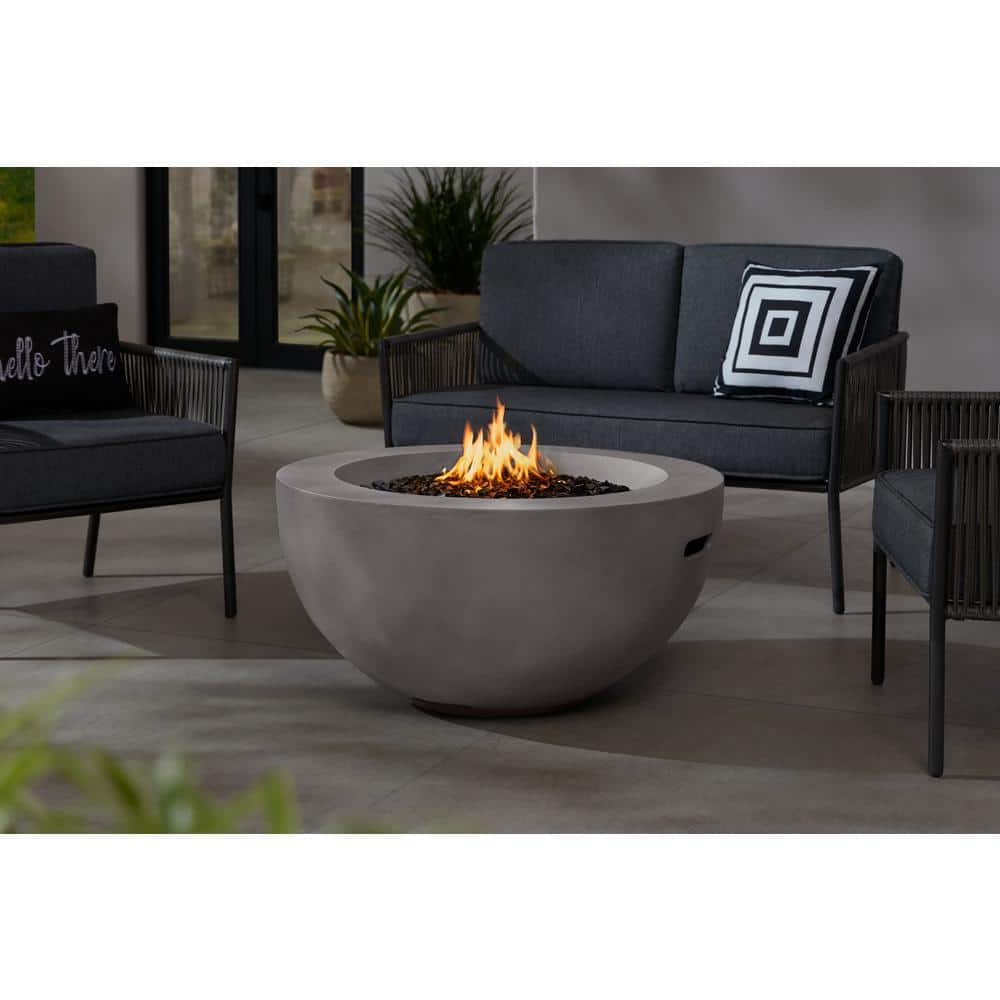 Hampton Bay Grove Park 36 in. x 18 in. Round Concrete Propane Gas Fire Pit FP20517