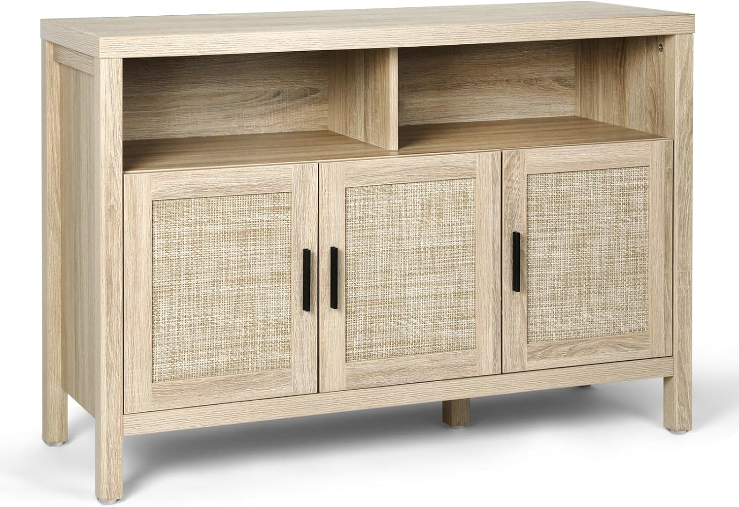 Rattan Buffet Sideboard Kitchen Storage Cabinet with 2 Shelves