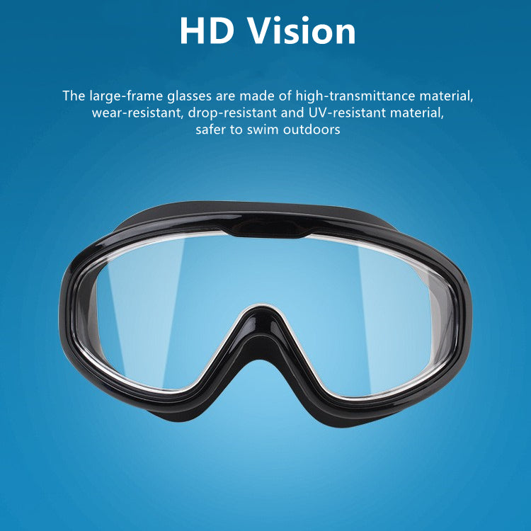 GRTXIN Large Frame Swimming Goggles, Adult HD Large Wide-Angle Silicone Waterproof Sunscreen Anti-UV Anti-Fog Swim Goggles Unisex