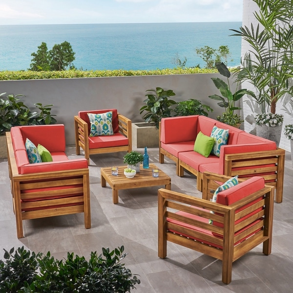 Oana Outdoor 8seat Acacia Sofa and Club Chair Set by Christopher Knight Home