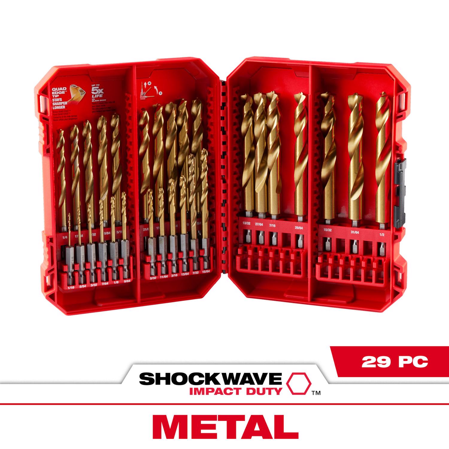 MW Shockwave Titanium Red Helix Drill Bit Set 29 pc