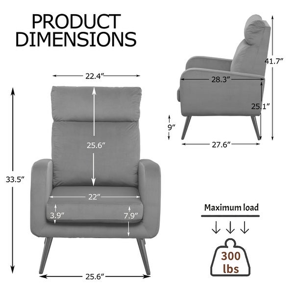 Modern Upholstered Accent Chair with Metal Legs