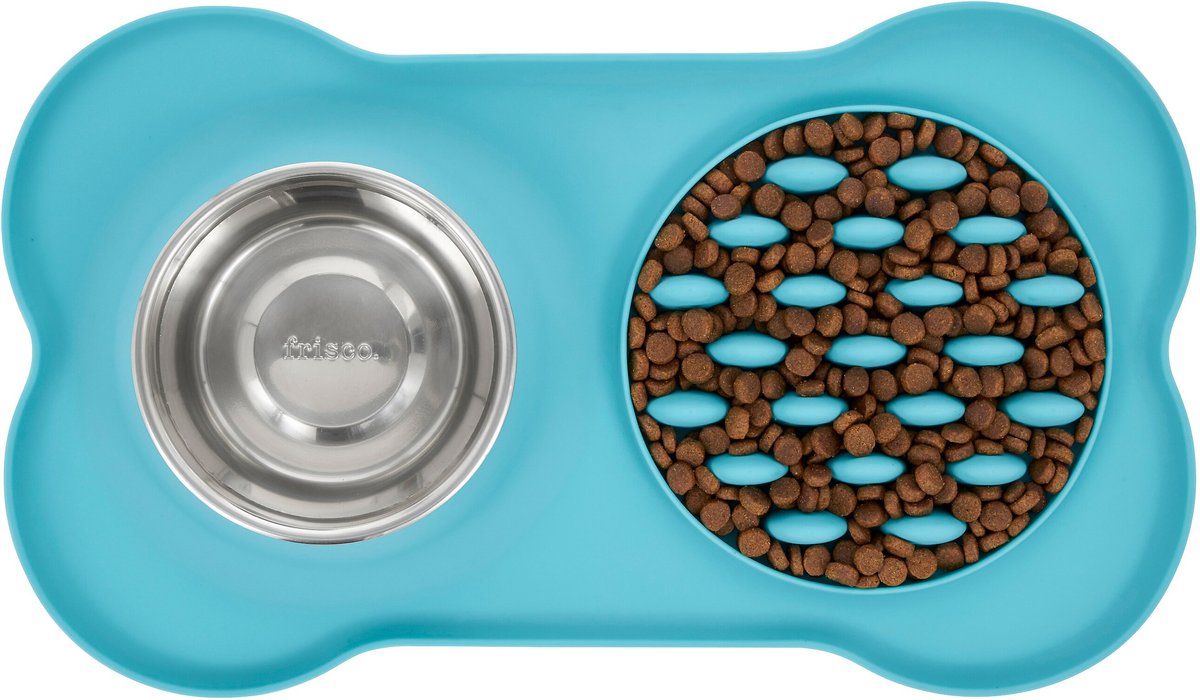 Frisco Silicone Slow Feeder Mat with Stainless Steel Bowl