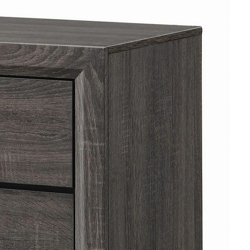 Wooden Nightstand with 2 Drawers and Chamfered legs， Gray and Black