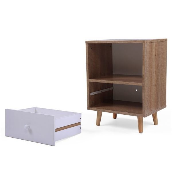 Modern End Table Side Table Nightstand with Drawer and Shelf