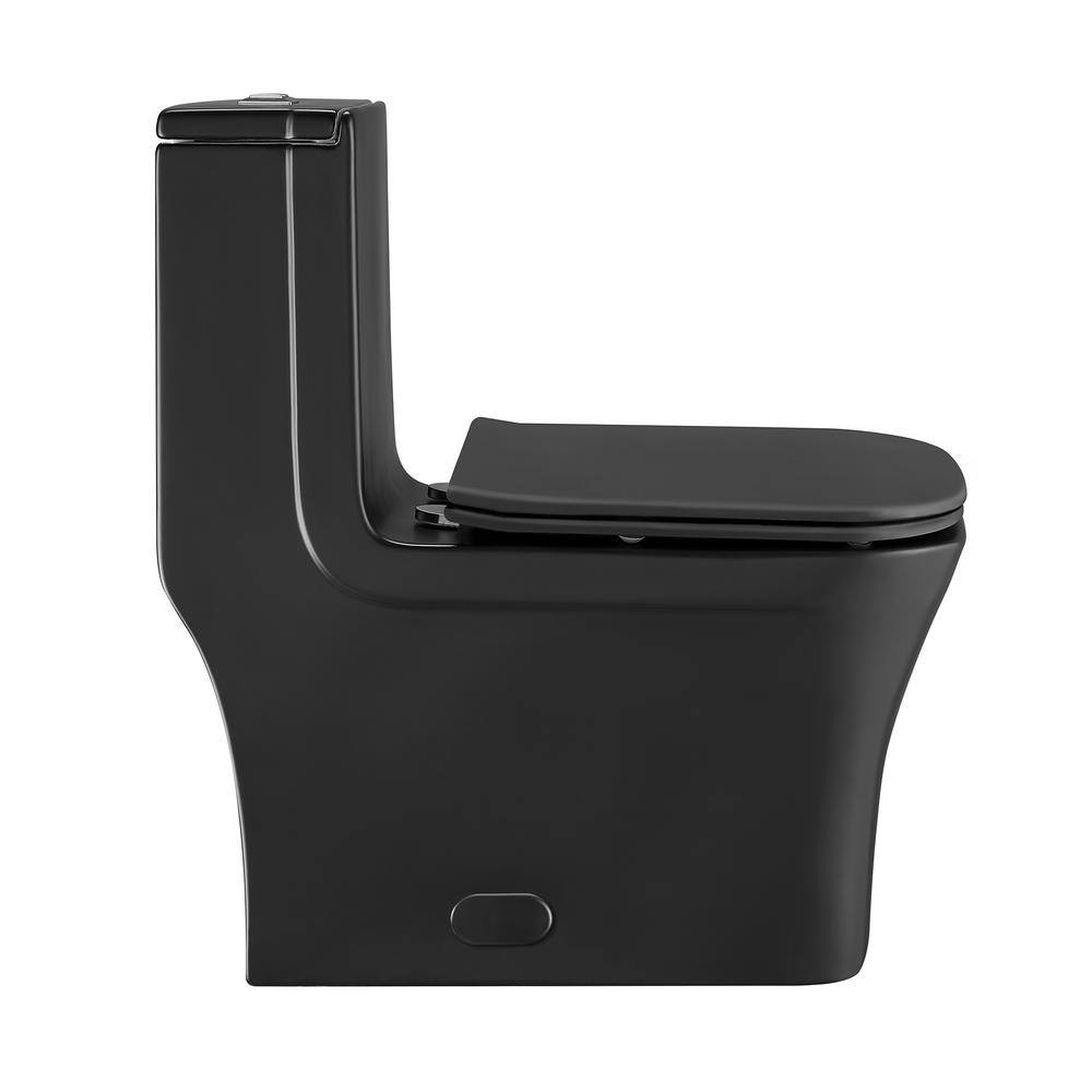 Swiss Madison Concorde 1-Piece 0.8 GPF1.28 GPF Dual Flush Square Toilet in Matte Black Seat Included SM-1T106MB