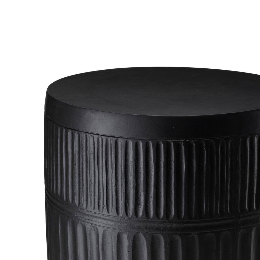 Glitzhome 18.5 in. H Multi-functional MGO Black Textured Garden Stool or Planter Stand or Accent Table 2029500017