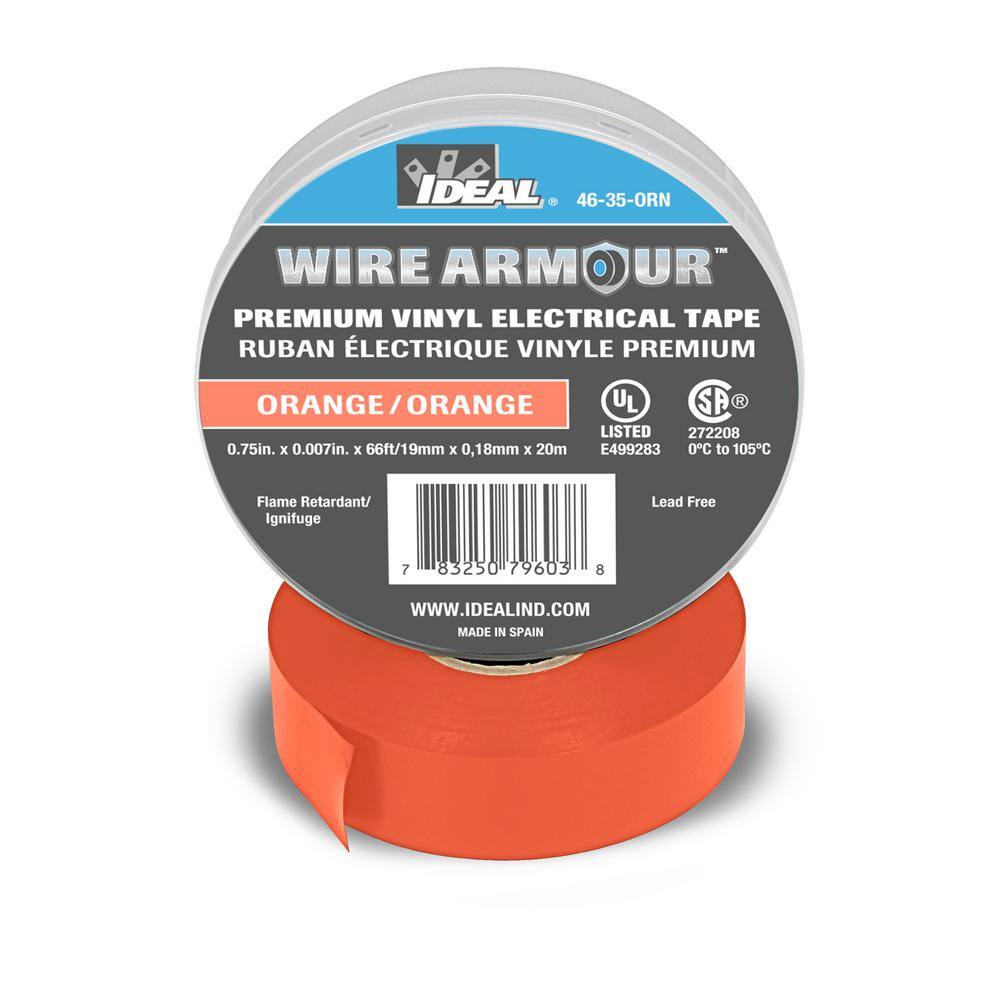 IDEAL Wire Armour 34 in. x 66 ft. Premium Vinyl Tape Orange (10-Pack) 46-35-ORN-10PK