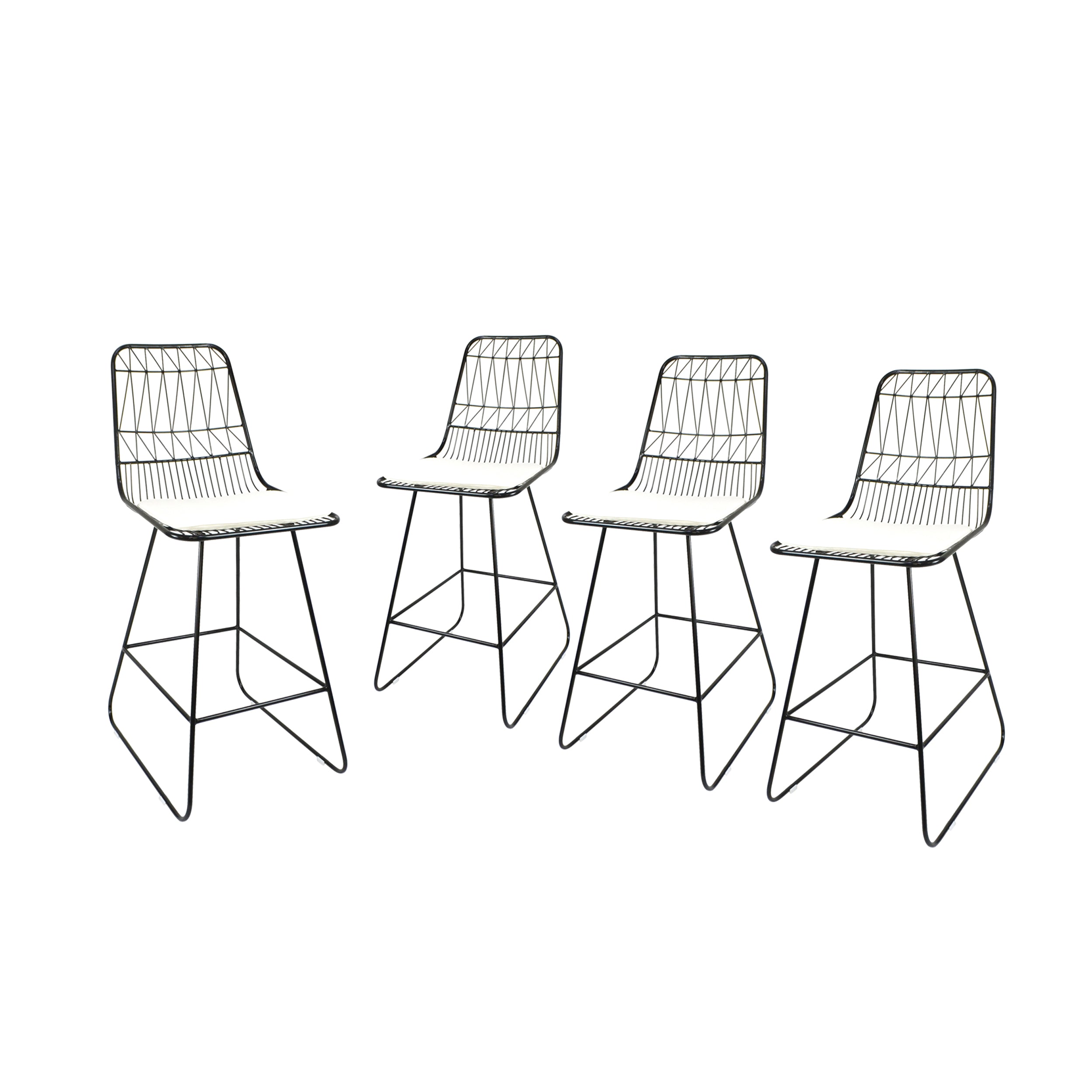 Hedy Outdoor Wire Counter Stools with Cushions (Set of 4)