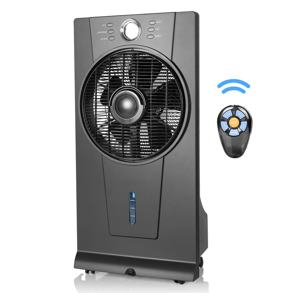 Amucolo 31.1 in. Floor Fan Humidifier and Misting Fan in Black with Remote Control 2.5L Water Tank and Automatic Shut-off Timer YeaD-CYD0-45NX