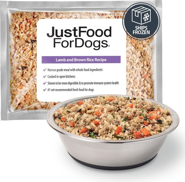 JustFoodForDogs Lamb and Brown Rice Recipe Frozen Human-Grade Fresh Dog Food